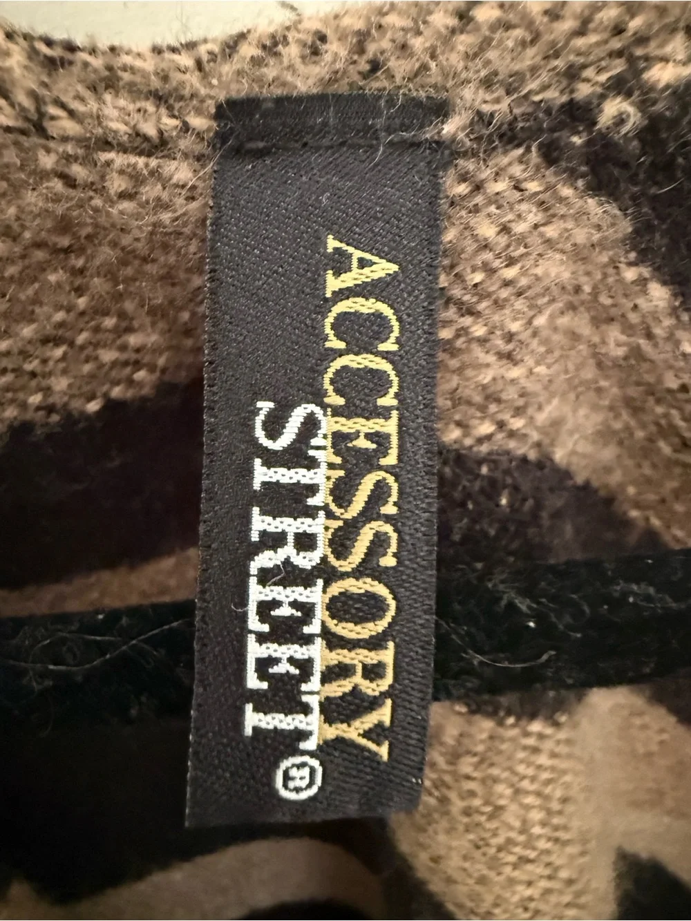 Fringed Zebra Stripe Throw Poncho - Black & Tan